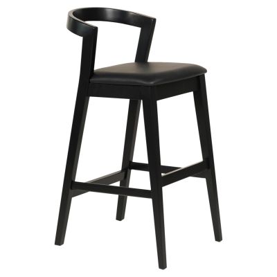 BAR STOOL NAMI HM9952.02 RUBBERWOOD & PU-BLACK 47,5x59x102,5Hcm.