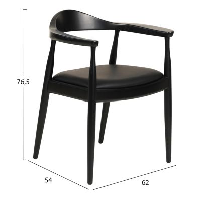 DINING CHAIR ADOR HM9948.02 RUBBERWOOD & PU-BLACK 62x54x76,5Hcm.