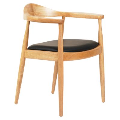 DINING CHAIR ADOR HM9948.01 RUBBERWOOD IN OAK COLOR & BLACK PU 62x54x76,5Hcm.