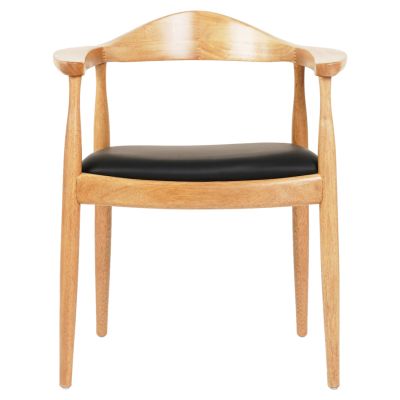 DINING CHAIR ADOR HM9948.01 RUBBERWOOD IN OAK COLOR & BLACK PU 62x54x76,5Hcm.