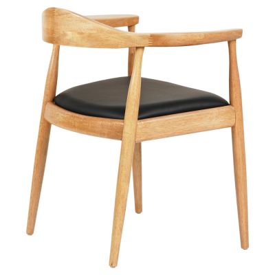 DINING CHAIR ADOR HM9948.01 RUBBERWOOD IN OAK COLOR & BLACK PU 62x54x76,5Hcm.