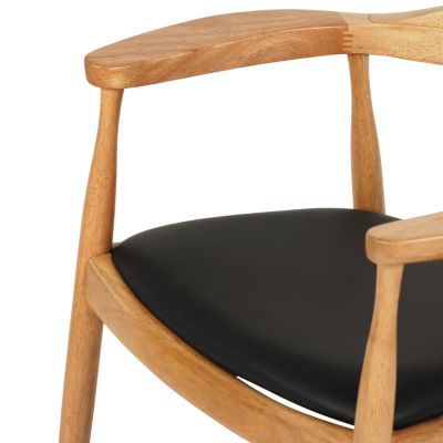 DINING CHAIR ADOR HM9948.01 RUBBERWOOD IN OAK COLOR & BLACK PU 62x54x76,5Hcm.