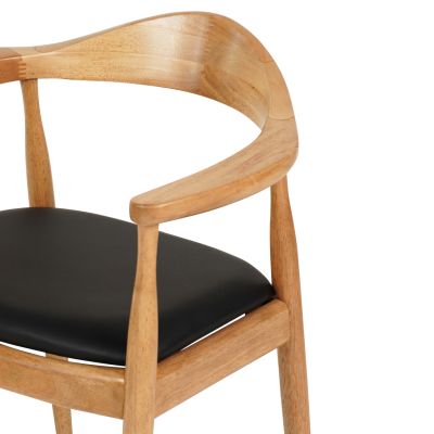 DINING CHAIR ADOR HM9948.01 RUBBERWOOD IN OAK COLOR & BLACK PU 62x54x76,5Hcm.