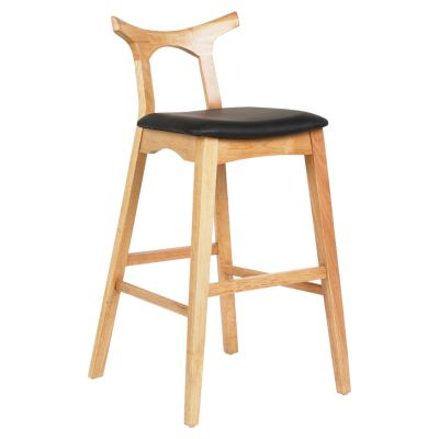 BAR STOOL USOPP HM9951.01 RUBBERWOOD IN LIGHT OAK- BLACK PU 43x41x100Hcm.