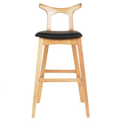 BAR STOOL USOPP HM9951.01 RUBBERWOOD IN LIGHT OAK- BLACK PU 43x41x100Hcm.