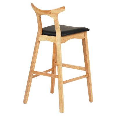 BAR STOOL USOPP HM9951.01 RUBBERWOOD IN LIGHT OAK- BLACK PU 43x41x100Hcm.