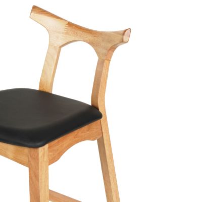 BAR STOOL USOPP HM9951.01 RUBBERWOOD IN LIGHT OAK- BLACK PU 43x41x100Hcm.