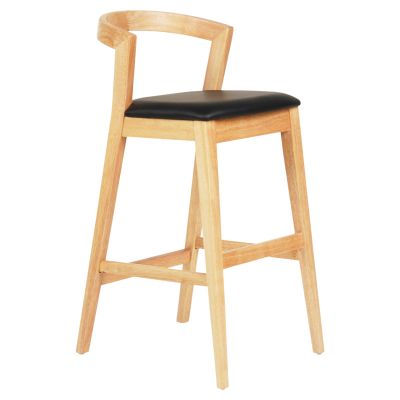 BAR STOOL NAMI HM9952.01 RUBBERWOOD IN OAK-BLACK PU 47,5x59x102,5Hcm.