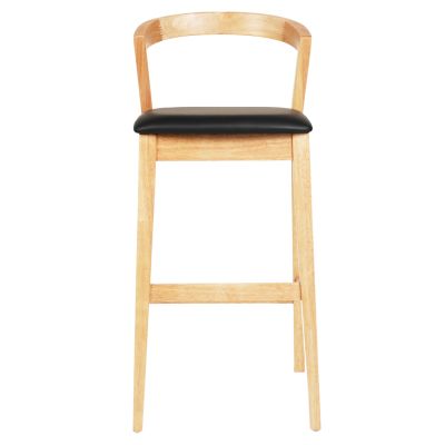 BAR STOOL NAMI HM9952.01 RUBBERWOOD IN OAK-BLACK PU 47,5x59x102,5Hcm.