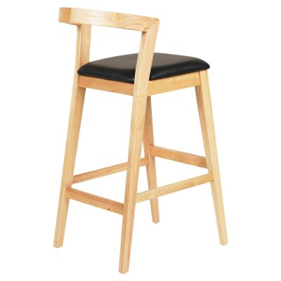 BAR STOOL NAMI HM9952.01 RUBBERWOOD IN OAK-BLACK PU 47,5x59x102,5Hcm.