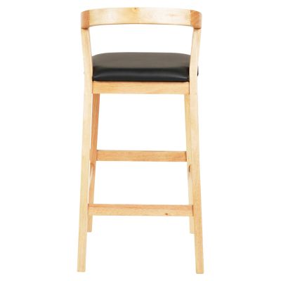 BAR STOOL NAMI HM9952.01 RUBBERWOOD IN OAK-BLACK PU 47,5x59x102,5Hcm.