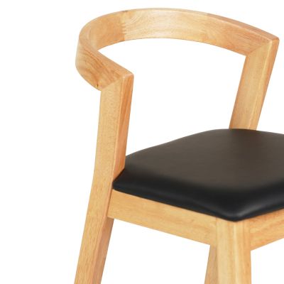 BAR STOOL NAMI HM9952.01 RUBBERWOOD IN OAK-BLACK PU 47,5x59x102,5Hcm.