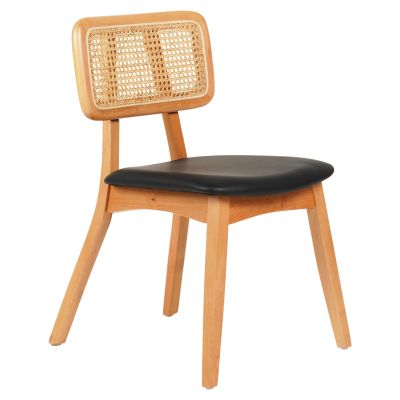 DINING CHAIR LUFFY HM9953.01 BEECH WOOD IN OAK COLOR-BLACK PU 47x60x80Hcm.