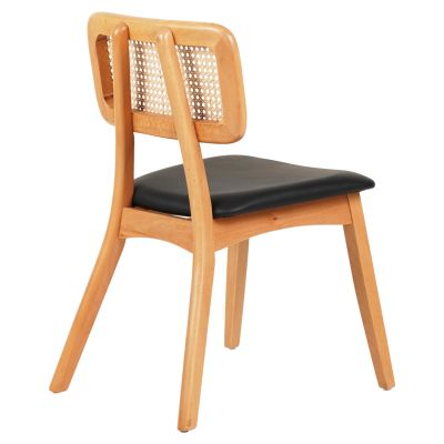 DINING CHAIR LUFFY HM9953.01 BEECH WOOD IN OAK COLOR-BLACK PU 47x60x80Hcm.