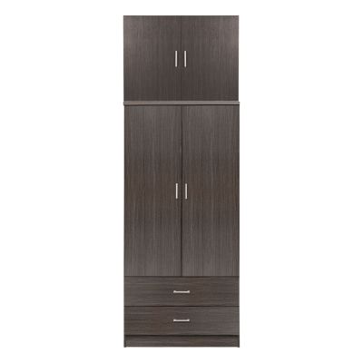 WARDROBE REINA HM21061.01 2-LEAF WITH UPPER CABINET & 2 DRAWERS-MELAMINE IN ZEBRANO 80x42x241Hcm.