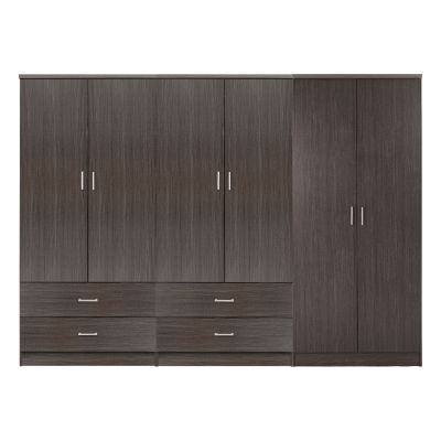 WARDROBE REINA HM21062.01 6-LEAF WITH 4 DRAWERS-MELAMINE IN ZEBRANO COLOR 240x43x181Hcm.