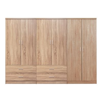 WARDROBE REINA HM21062.02 6-LEAF WITH 4 DRAWERS-MELAMINE IN SONAMA COLOR 240x43x181Hcm.