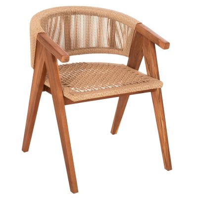 DINING CHAIR BRANN HM18238 TEAK WOOD IN NATURAL-SYNTHETIC ROPE 62x58x77Hcm.