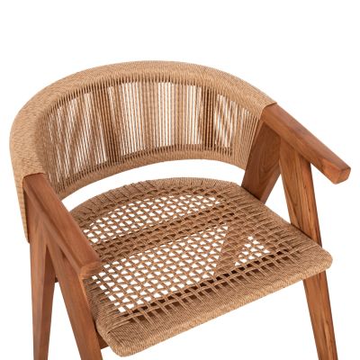 DINING CHAIR BRANN HM18238 TEAK WOOD IN NATURAL-SYNTHETIC ROPE 62x58x77Hcm.