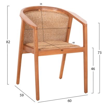 DINING CHAIR RENLY HM18239 TEAK WOOD IN NATURAL-VIRO ROPE 60x59x82Hcm