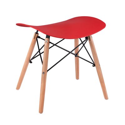 STOOL TONIA HM0109.04 BEECH WOOD LEGS-RED POLYPROPYLENE SEAT 46.5x35x47Hcm.