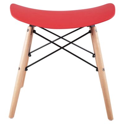 STOOL TONIA HM0109.04 BEECH WOOD LEGS-RED POLYPROPYLENE SEAT 46.5x35x47Hcm.