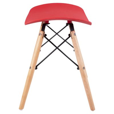 STOOL TONIA HM0109.04 BEECH WOOD LEGS-RED POLYPROPYLENE SEAT 46.5x35x47Hcm.