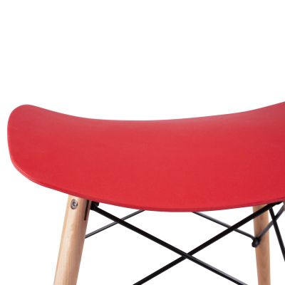 STOOL TONIA HM0109.04 BEECH WOOD LEGS-RED POLYPROPYLENE SEAT 46.5x35x47Hcm.