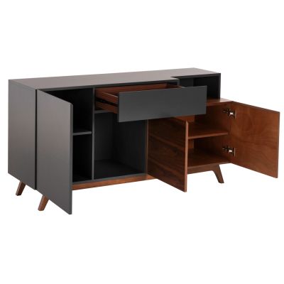 BUFFET PREDA HM9747 MDF WITH WALNUT & DARK GREY VENEER COLOR 167x28-40x80Hcm.
