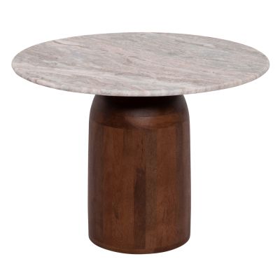 COFFEE TABLE ROUND MALED ΗΜ18002 GREY MARBLE-MANGO WOOD Φ60x44,5Hcm.