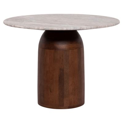 COFFEE TABLE ROUND MALED ΗΜ18002 GREY MARBLE-MANGO WOOD Φ60x44,5Hcm.