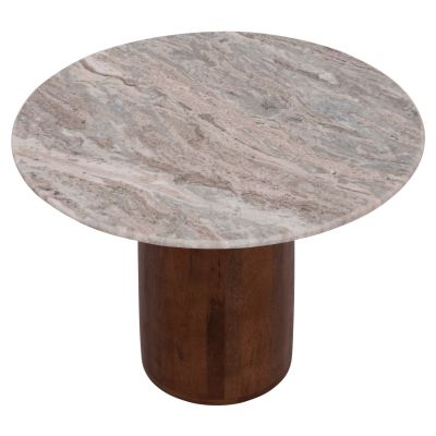 COFFEE TABLE ROUND MALED ΗΜ18002 GREY MARBLE-MANGO WOOD Φ60x44,5Hcm.