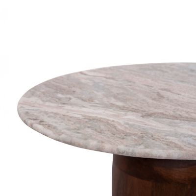 COFFEE TABLE ROUND MALED ΗΜ18002 GREY MARBLE-MANGO WOOD Φ60x44,5Hcm.