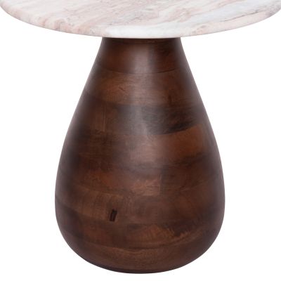 COFFEE TABLE ROUND MALED HM18003 WHITE MARBLE-MANGO WOOD Φ40x40.5Hcm.