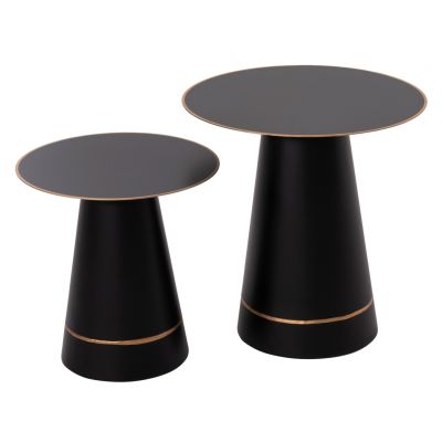 COFFEE TABLES 2PCS BALLI HM9996 ROUND METAL IN BLACK Φ50 & Φ40 cm.