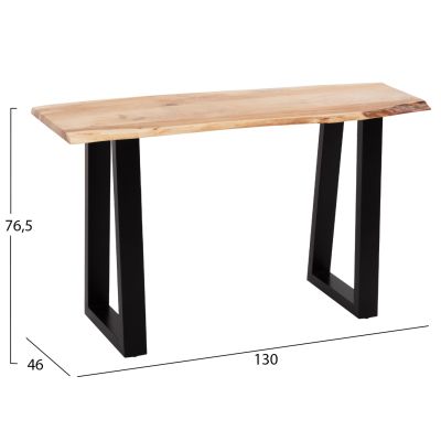 CONSOLE SOFIA SLIM HM8503.21 SOLID ACACIA WOOD TOP IN LIGHT NATURAL COLOR-BLACK LEGS 130x46x76,5Hcm.