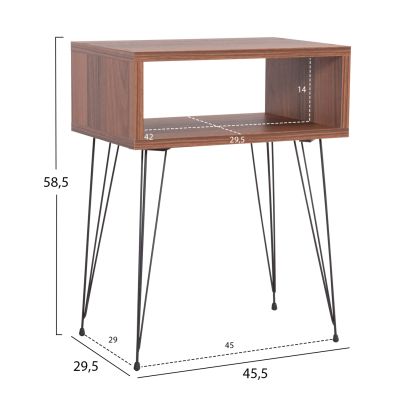 BEDSIDE STAND TODD HM18184.05 MELAMINE IN WALNUT COLOR-METAL LEGS IN BLACK 45.5x29.5x58.5Hcm.