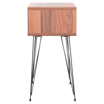 BEDSIDE STAND TODD HM18184.05 MELAMINE IN WALNUT COLOR-METAL LEGS IN BLACK 45.5x29.5x58.5Hcm.