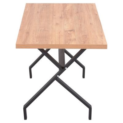 KITCHEN TABLE LANA HM18221.04 MELAMINE IN NATURAL WOOD COLOR-BLACK METAL LEGS 140x70x72.5Hcm.