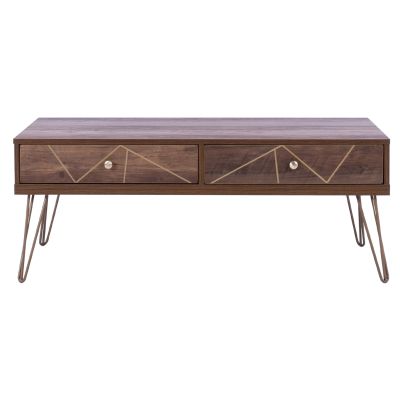 Coffee Table Kaitlyn HM8651 Walnut with gold 110x59x42,5 cm.