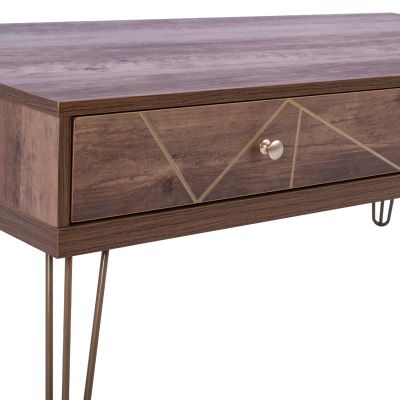 Coffee Table Kaitlyn HM8651 Walnut with gold 110x59x42,5 cm.