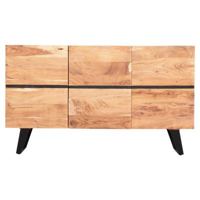 SIDEBOARD WITH 3 CABINETS ALICIA HM8475.21 SOLID ACACIA WOOD-METAL 148x44x88Hcm.