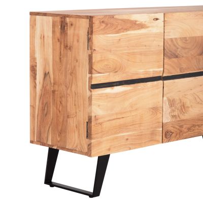 SIDEBOARD WITH 3 CABINETS ALICIA HM8475.21 SOLID ACACIA WOOD-METAL 148x44x88Hcm.