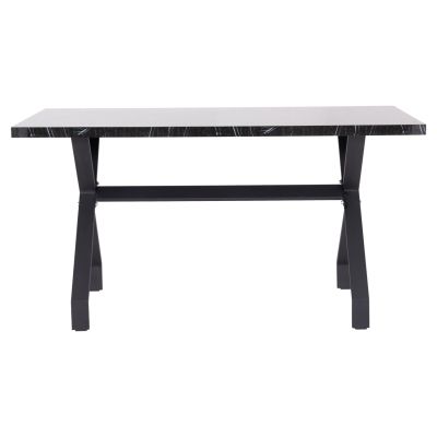 KITCHEN TABLE LANA HM18221.02 MELAMINE IN BLACK MARBLE LOOK-BLACK METAL LEGS 140x70x72.5Hcm.