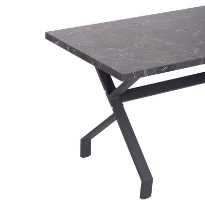 KITCHEN TABLE LANA HM18221.02 MELAMINE IN BLACK MARBLE LOOK-BLACK METAL LEGS 140x70x72.5Hcm.