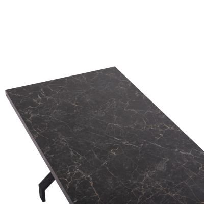 KITCHEN TABLE LANA HM18221.02 MELAMINE IN BLACK MARBLE LOOK-BLACK METAL LEGS 140x70x72.5Hcm.