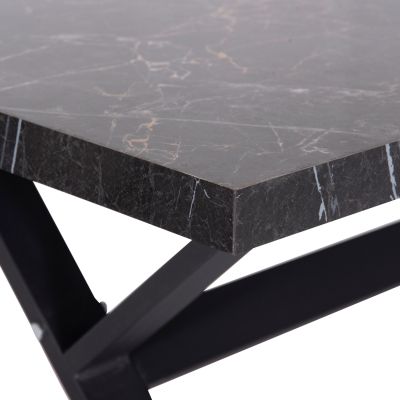 KITCHEN TABLE LANA HM18221.02 MELAMINE IN BLACK MARBLE LOOK-BLACK METAL LEGS 140x70x72.5Hcm.