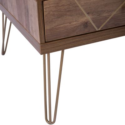 Coffee Table Kaitlyn HM8651 Walnut with gold 110x59x42,5 cm.