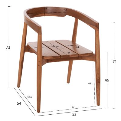 DINING ARMCHAIR ADONIS HM6938 TEAK WOOD IN NATURAL COLOR 53x54x73Hcm.