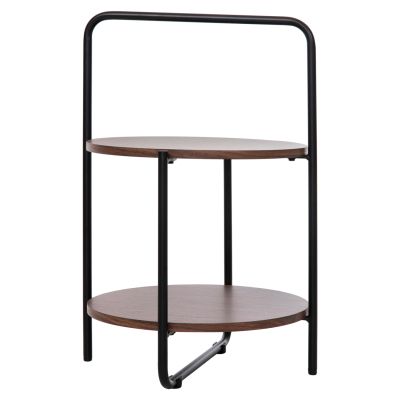 SIDE TABLE SYLO HM9618.02 MDF IN WALNUT COLOR-BLACK METAL FRAME Φ44x66Hcm.